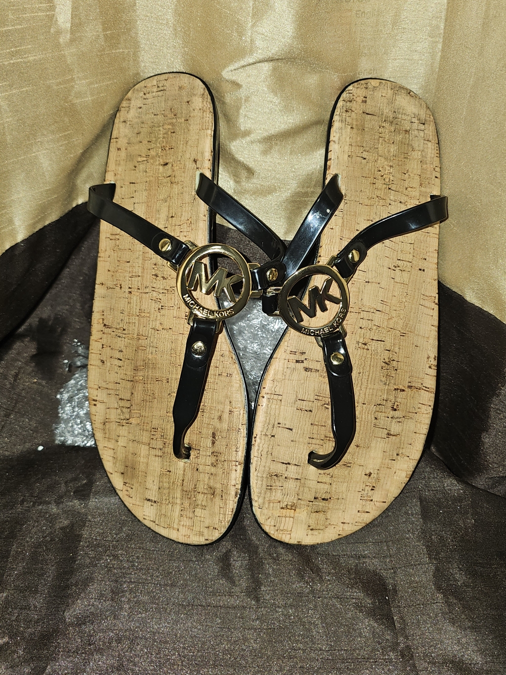 Michael Kors Women's Black Cork Jelly Thong Sandals